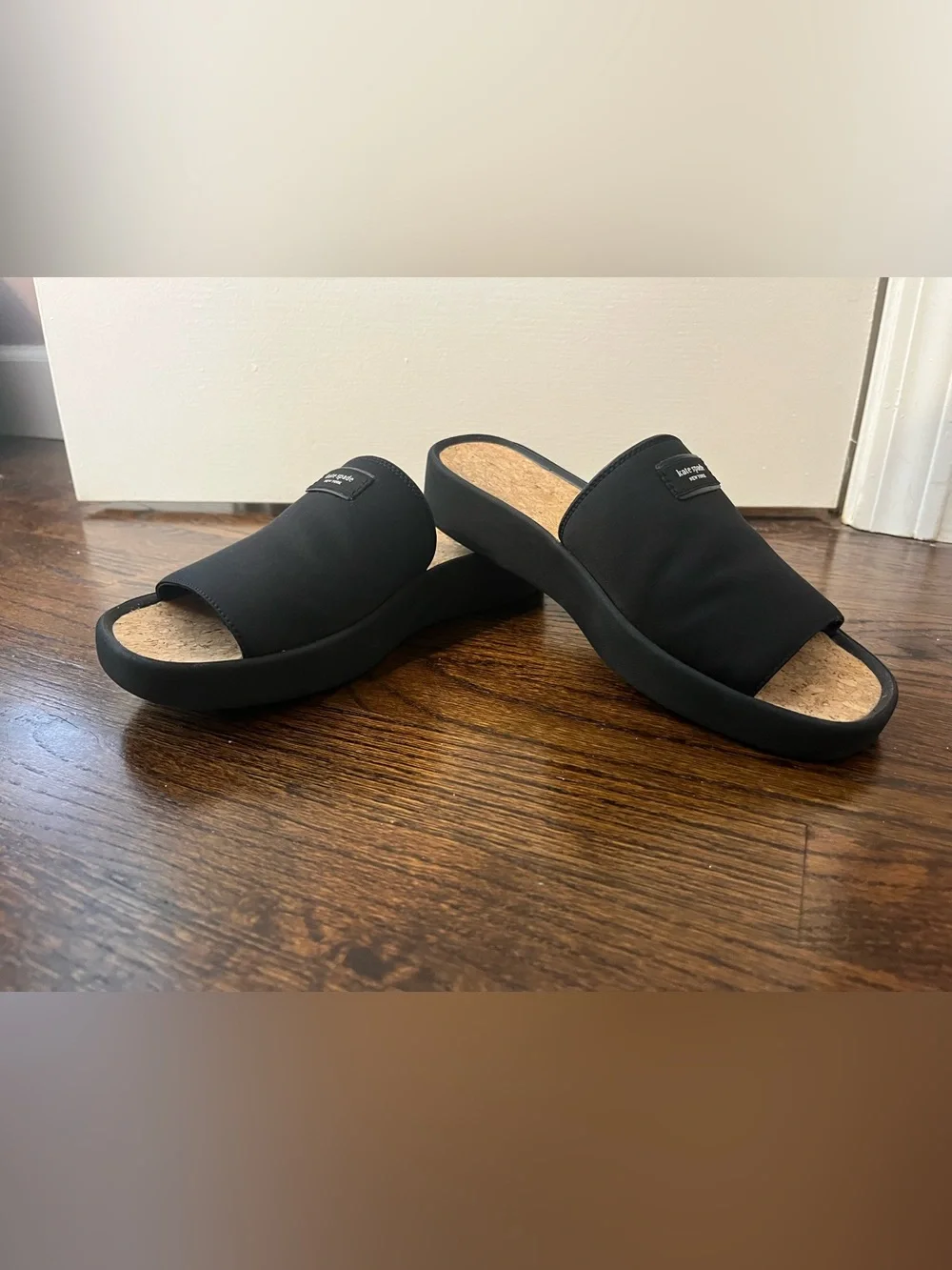 kate spade New York Spree Slide Black Cork-Insole Slide Sandals